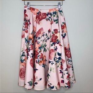 Modcloth Pink Roses Floral‎ Ikebana for All A-line Skirt Size XS
